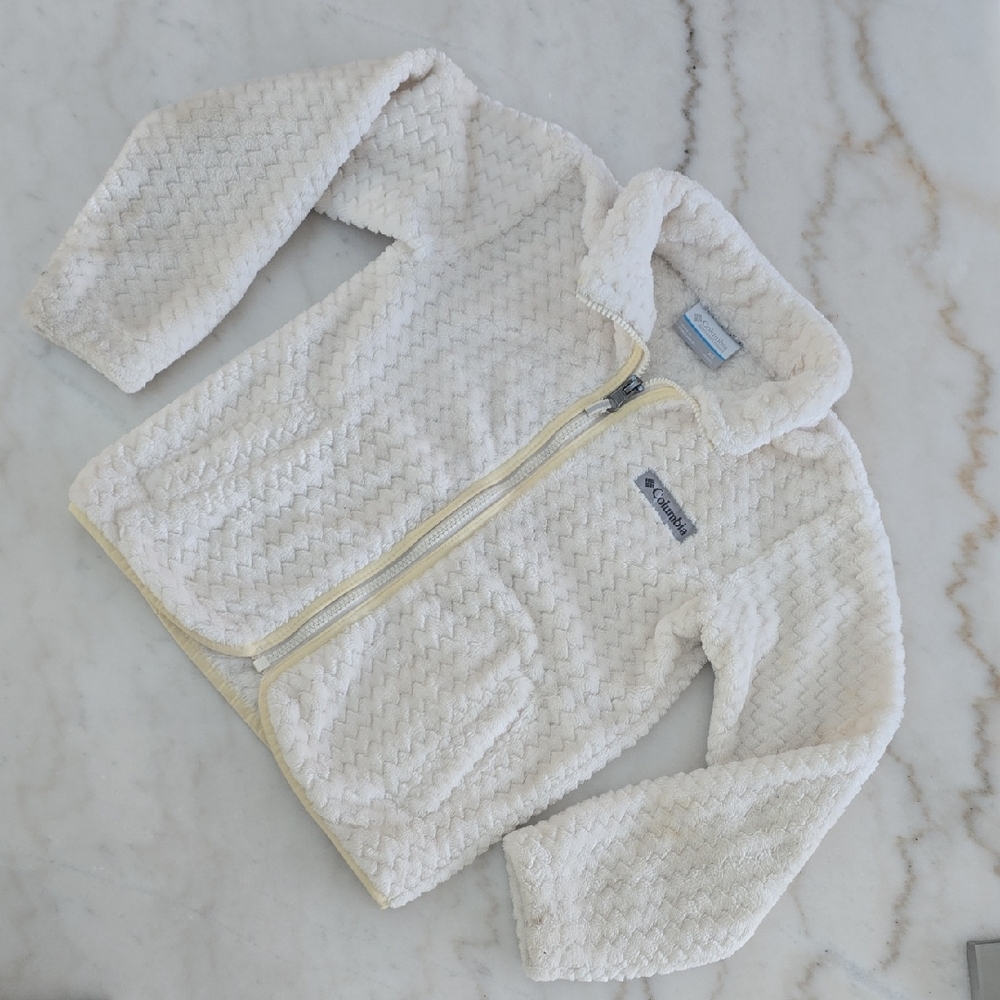 Columbia Off-White Textured Fleece Jacket (girl 6-6x)